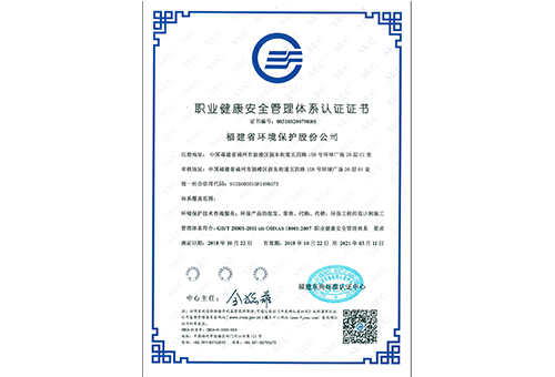 職業(yè)健康安全管理體系認證證書